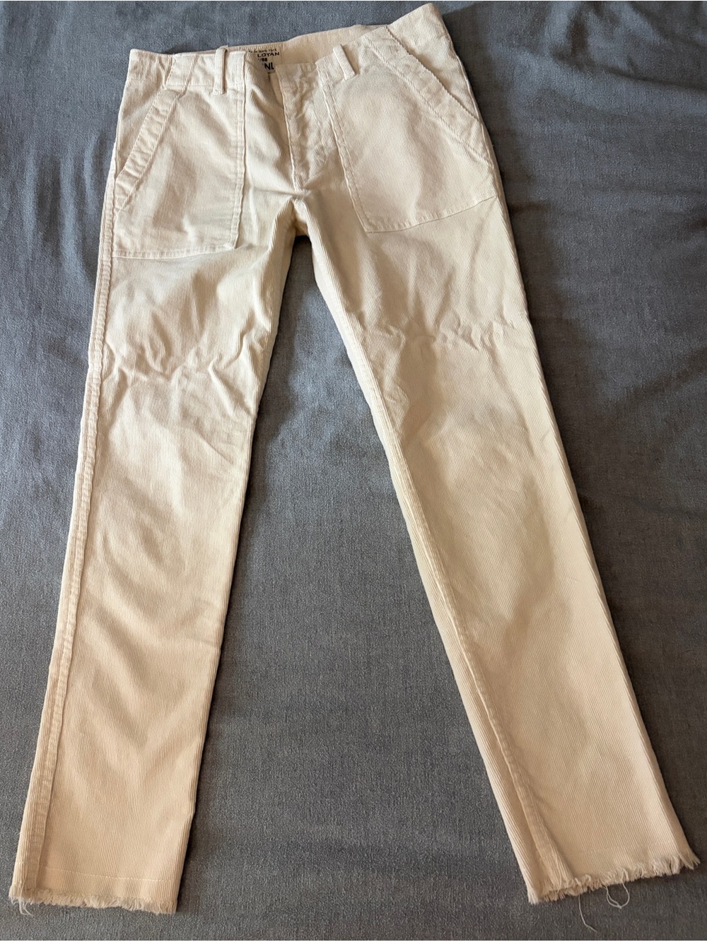 Nili Lotan Off-White Straight-Leg Pants with Patch Pockets